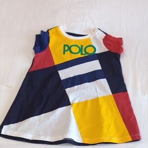Ralph Lauren Red and Blue Polo Sporty Color-Block Design
